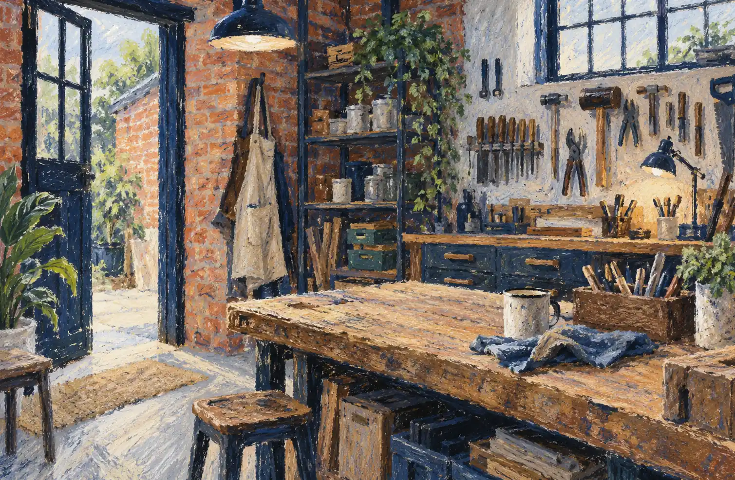 Illustration of established small businesses and their working space